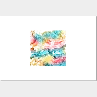 Alcohol Ink swirl - Turquoise &amp; pink Posters and Art